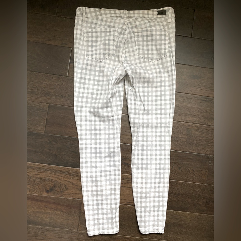 PAIGE Gray Checkered Ankle Jeans